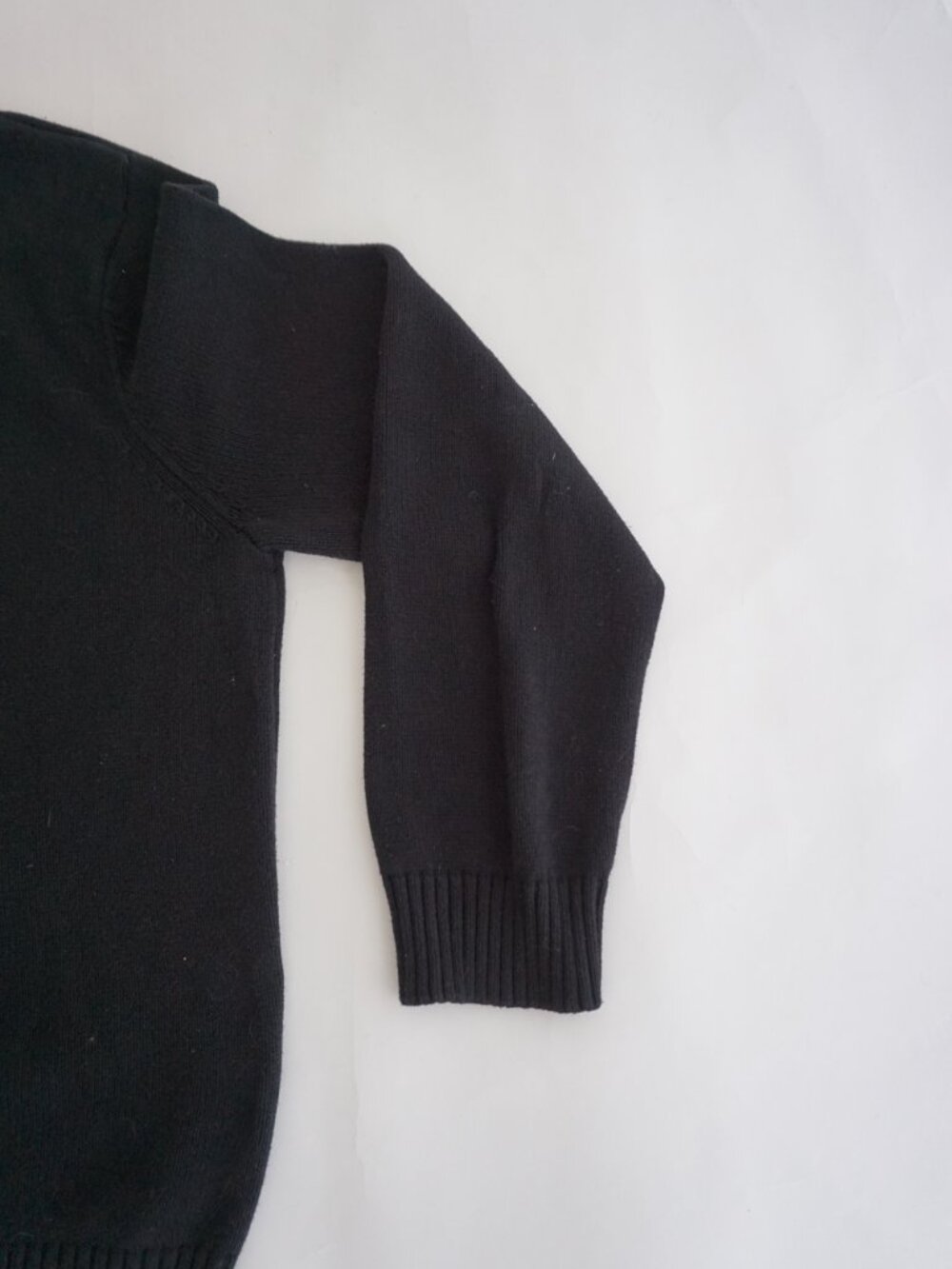 Vintage Denver Hayes Black Full Zip Knit Sweater Ribbed Collar Minimal Classic L - Picture 4 of 10